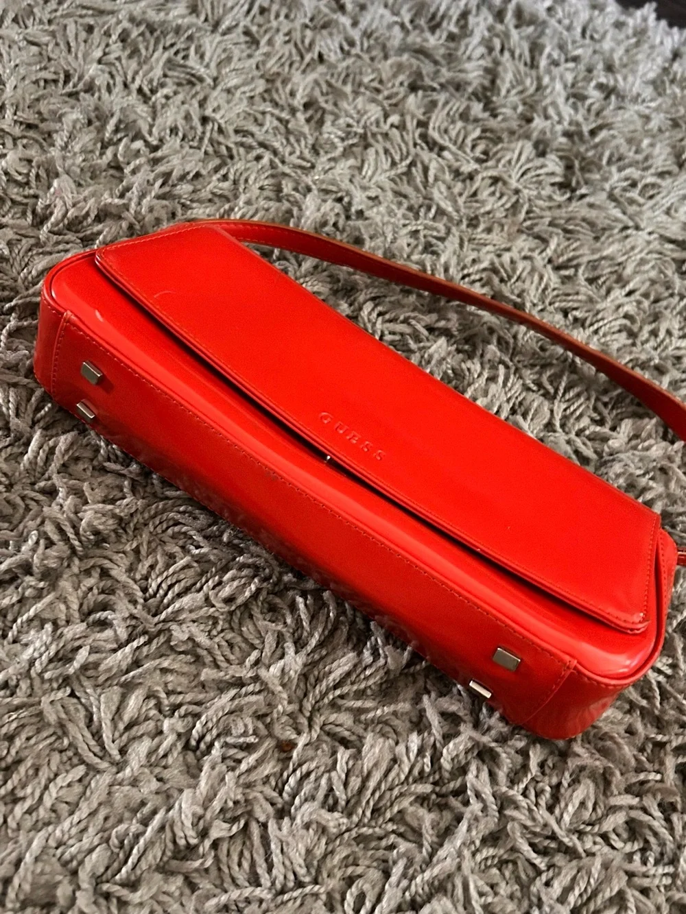 GUESS Red Patent Shoulder Bag with Sleek Flap